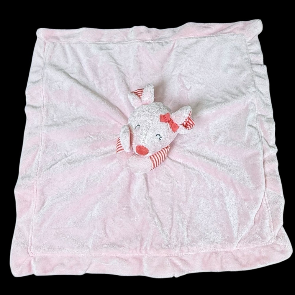 Carters Mouse Pink Plush Lovey Rattle Security Blanket Red Stripe‎ 2013